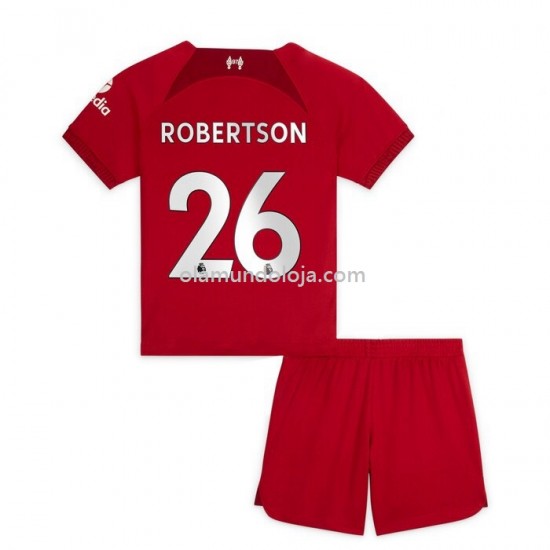 Camisola Liverpool Robertson 26 Criança Equipamento Primeiro 2022-2023 Manga Corta